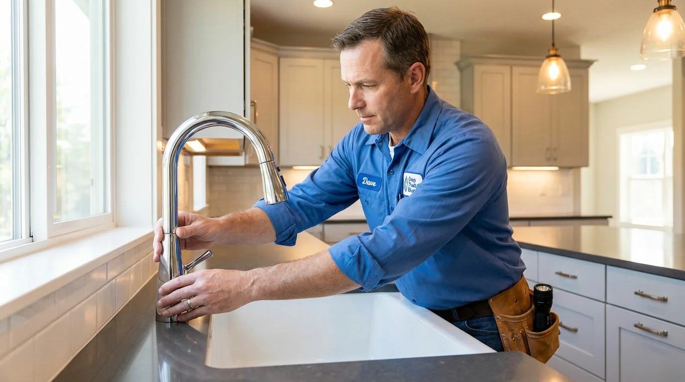 Kitchen faucet installation by Johns Plumbing LLC in Beverly
