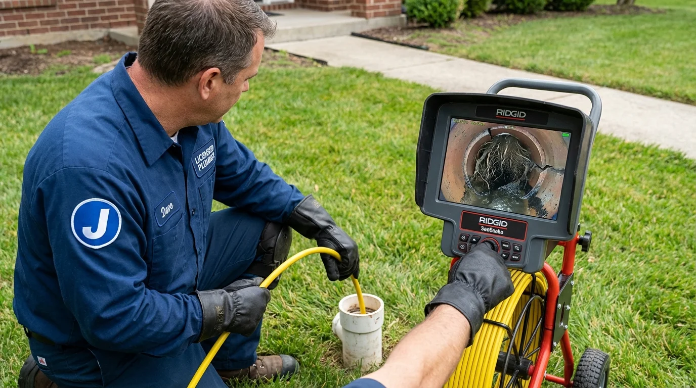 Sewer camera inspection being performed by Johns Plumbing LLC in Beverly